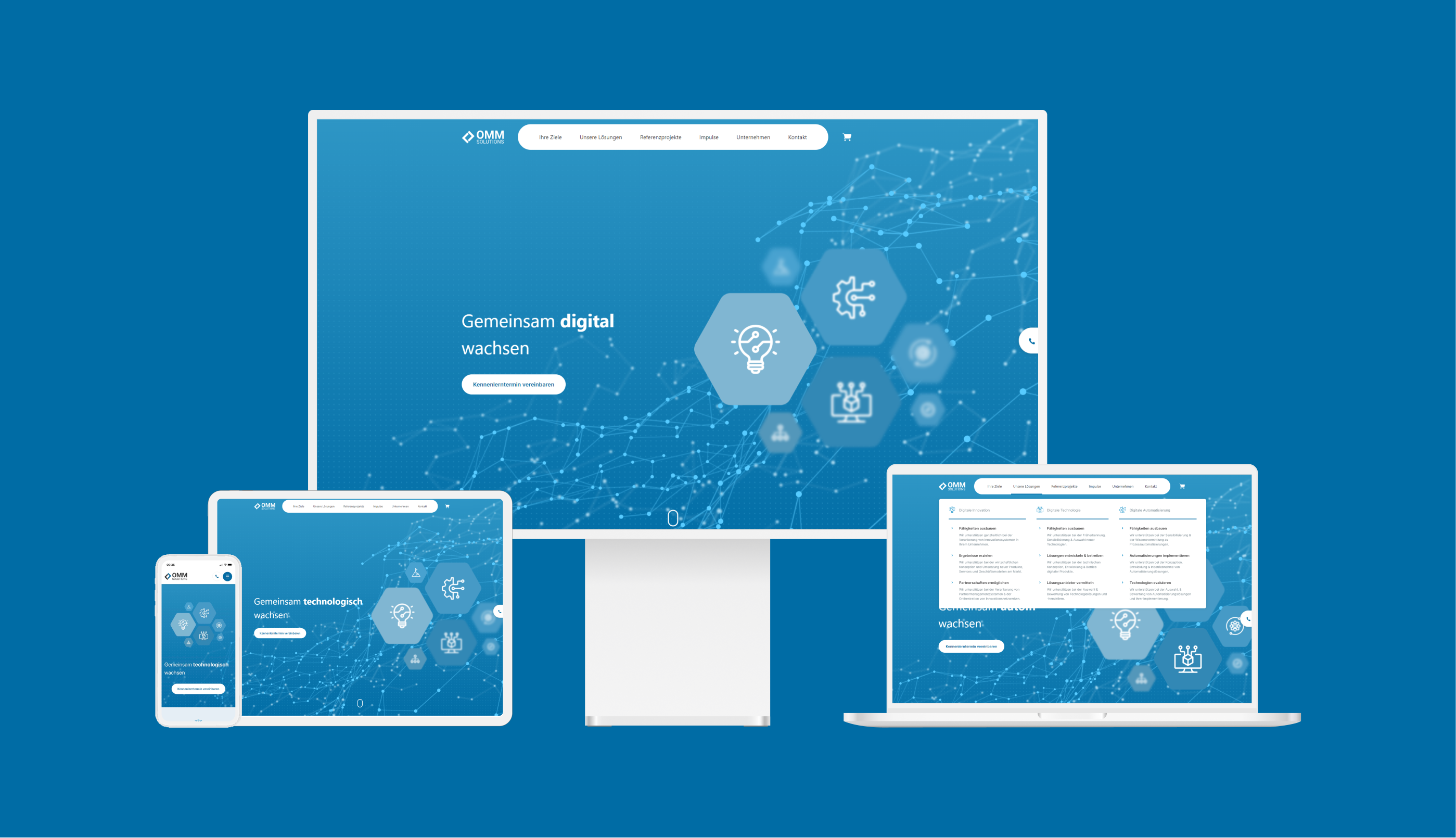 OMM Website Impressionen blau